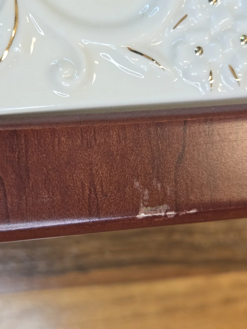 Lenox Cherished Memories Wooden Jewelry Box Picture Frame Lid Cream Velvet